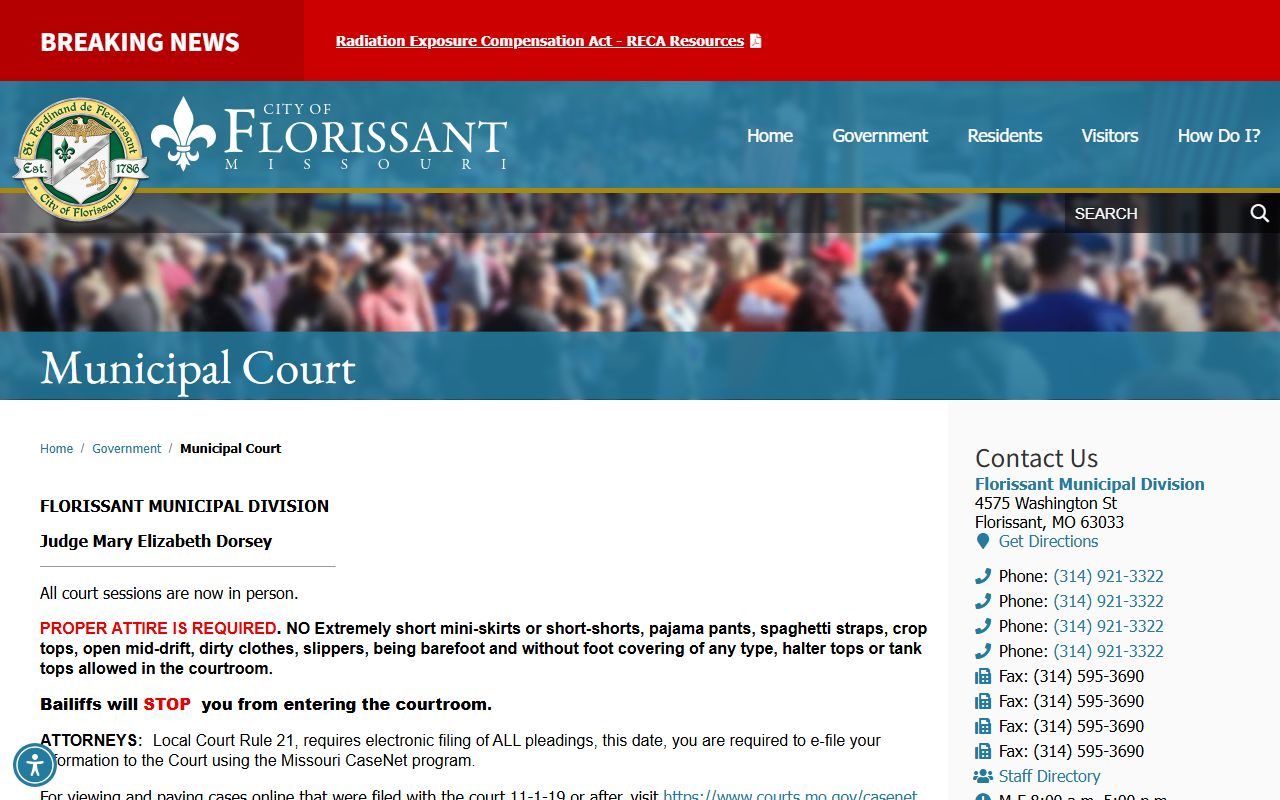 florissant municipal court traffic ticket records