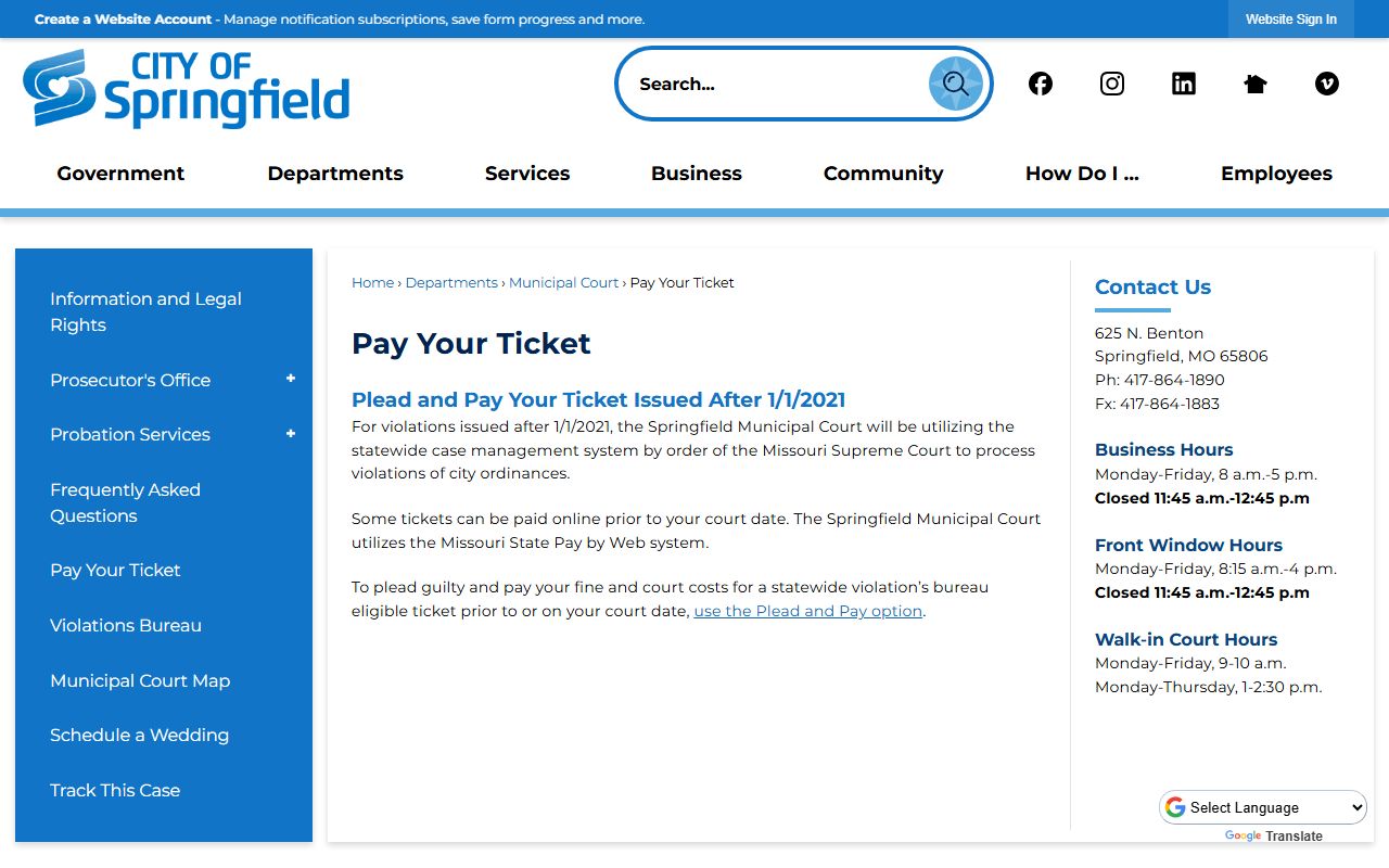 springfield municipal court online ticket payment traffic records